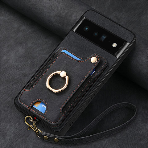 Silikon Hülle Handyhülle Gummi Schutzhülle Flexible Leder Tasche SD2 für Google Pixel 6 Pro 5G Schwarz