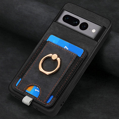 Silikon Hülle Handyhülle Gummi Schutzhülle Flexible Leder Tasche SD2 für Google Pixel 7 Pro 5G Schwarz