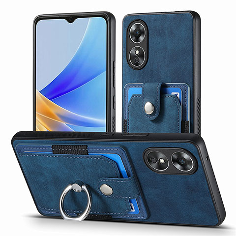 Silikon Hülle Handyhülle Gummi Schutzhülle Flexible Leder Tasche SD2 für Oppo A17 Blau