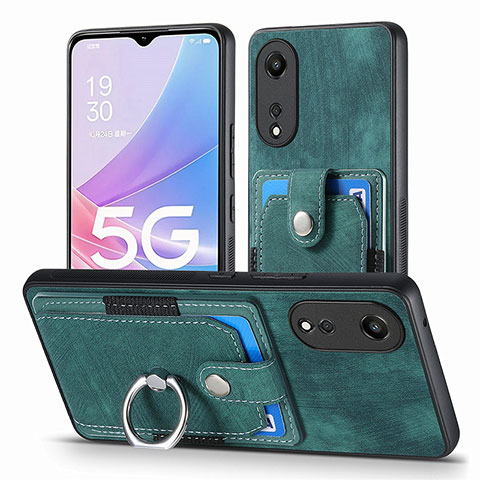 Silikon Hülle Handyhülle Gummi Schutzhülle Flexible Leder Tasche SD2 für Oppo A58 5G Grün