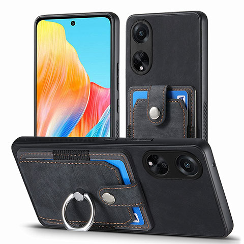 Silikon Hülle Handyhülle Gummi Schutzhülle Flexible Leder Tasche SD2 für Oppo A98 5G Schwarz