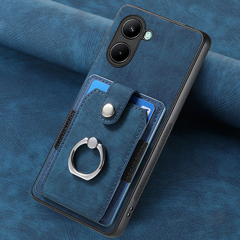 Silikon Hülle Handyhülle Gummi Schutzhülle Flexible Leder Tasche SD2 für Realme C33 (2023) Blau