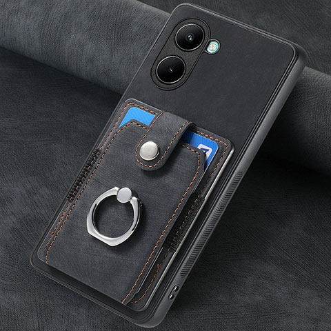 Silikon Hülle Handyhülle Gummi Schutzhülle Flexible Leder Tasche SD2 für Realme C33 (2023) Schwarz