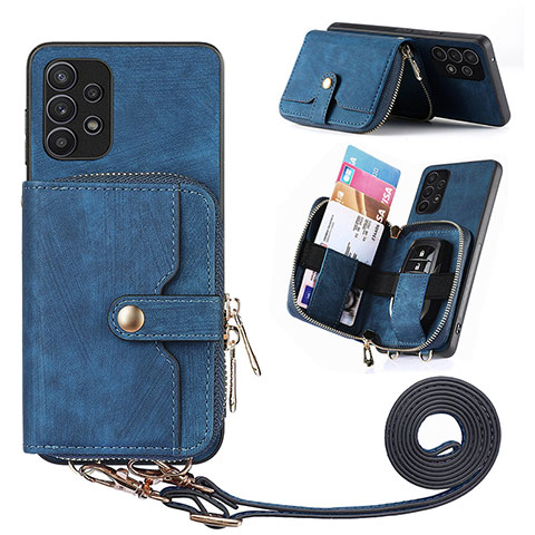 Silikon Hülle Handyhülle Gummi Schutzhülle Flexible Leder Tasche SD2 für Samsung Galaxy A32 5G Blau