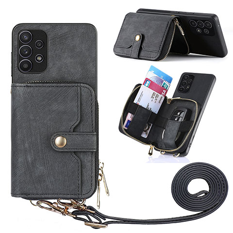 Silikon Hülle Handyhülle Gummi Schutzhülle Flexible Leder Tasche SD2 für Samsung Galaxy A32 5G Schwarz