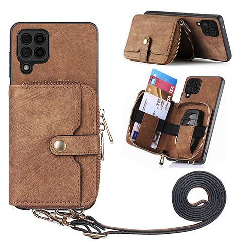 Silikon Hülle Handyhülle Gummi Schutzhülle Flexible Leder Tasche SD2 für Samsung Galaxy F12 Braun