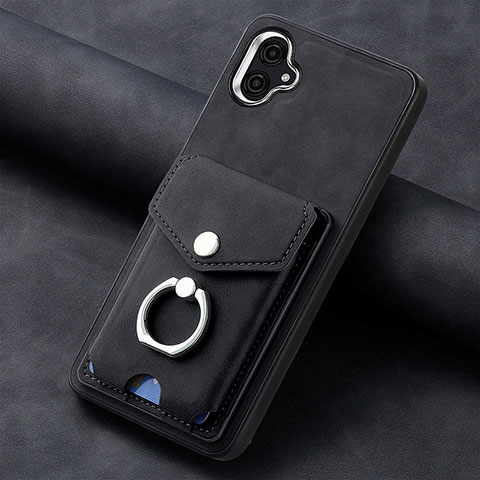Silikon Hülle Handyhülle Gummi Schutzhülle Flexible Leder Tasche SD2 für Samsung Galaxy M04 Schwarz