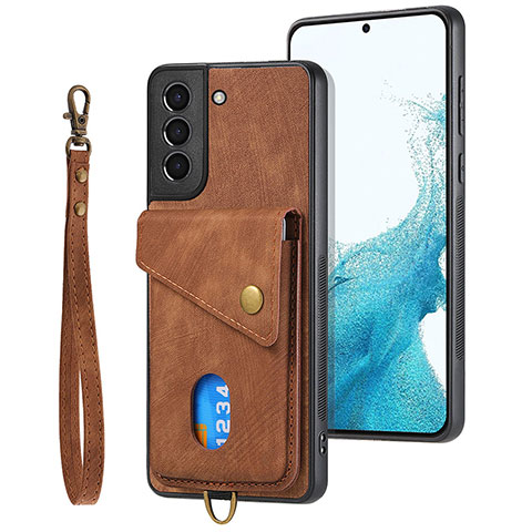 Silikon Hülle Handyhülle Gummi Schutzhülle Flexible Leder Tasche SD2 für Samsung Galaxy S22 Plus 5G Braun