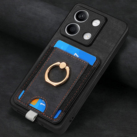 Silikon Hülle Handyhülle Gummi Schutzhülle Flexible Leder Tasche SD2 für Xiaomi Redmi Note 13 5G Schwarz