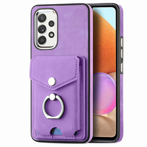 Silikon Hülle Handyhülle Gummi Schutzhülle Flexible Leder Tasche SD3 für Samsung Galaxy A32 4G Violett