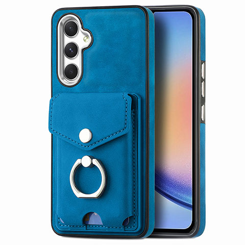 Silikon Hülle Handyhülle Gummi Schutzhülle Flexible Leder Tasche SD3 für Samsung Galaxy A34 5G Blau