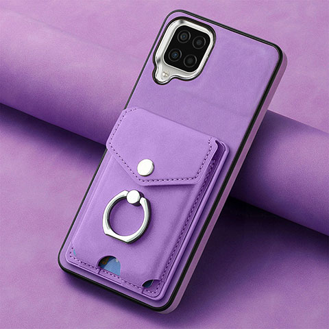 Silikon Hülle Handyhülle Gummi Schutzhülle Flexible Leder Tasche SD3 für Samsung Galaxy F12 Violett