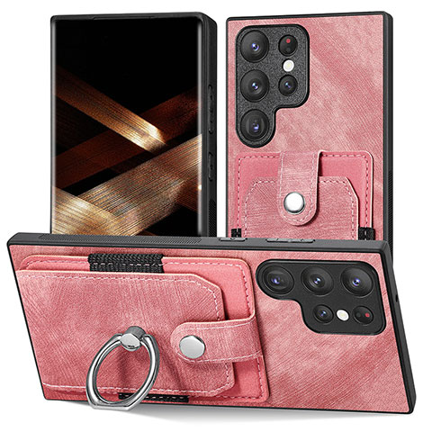 Silikon Hülle Handyhülle Gummi Schutzhülle Flexible Leder Tasche SD3 für Samsung Galaxy S25 Ultra 5G Rosa