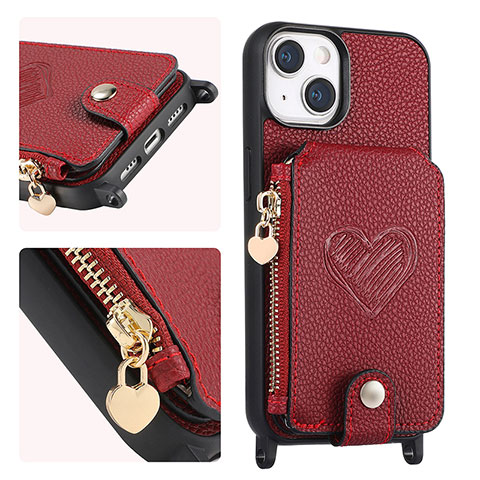 Silikon Hülle Handyhülle Gummi Schutzhülle Flexible Leder Tasche SD4 für Apple iPhone 13 Rot