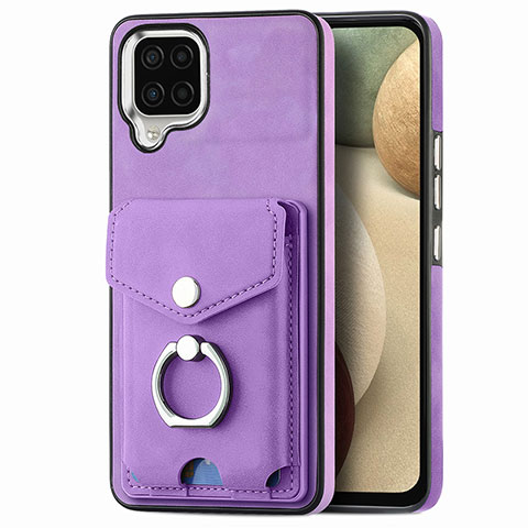 Silikon Hülle Handyhülle Gummi Schutzhülle Flexible Leder Tasche SD4 für Samsung Galaxy A12 Violett