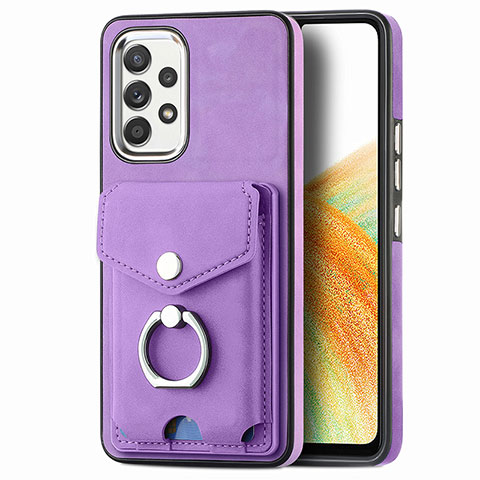 Silikon Hülle Handyhülle Gummi Schutzhülle Flexible Leder Tasche SD4 für Samsung Galaxy A33 5G Violett