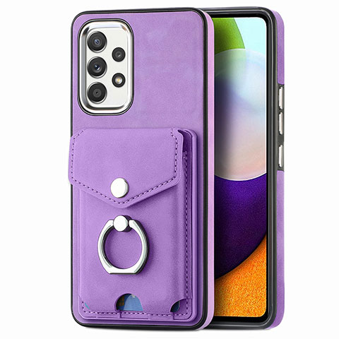 Silikon Hülle Handyhülle Gummi Schutzhülle Flexible Leder Tasche SD4 für Samsung Galaxy A52 4G Violett