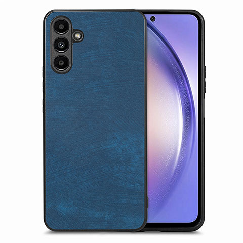 Silikon Hülle Handyhülle Gummi Schutzhülle Flexible Leder Tasche SD4 für Samsung Galaxy A54 5G Blau