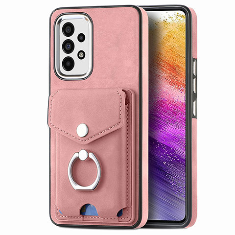 Silikon Hülle Handyhülle Gummi Schutzhülle Flexible Leder Tasche SD4 für Samsung Galaxy A73 5G Rosa