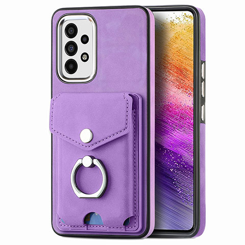 Silikon Hülle Handyhülle Gummi Schutzhülle Flexible Leder Tasche SD4 für Samsung Galaxy A73 5G Violett