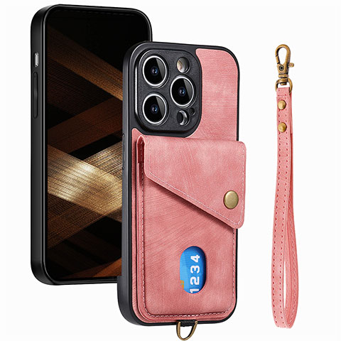 Silikon Hülle Handyhülle Gummi Schutzhülle Flexible Leder Tasche SD5 für Apple iPhone 14 Pro Max Rosa