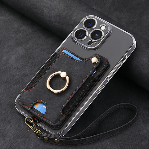 Silikon Hülle Handyhülle Gummi Schutzhülle Flexible Leder Tasche SD5 für Apple iPhone 14 Pro Schwarz