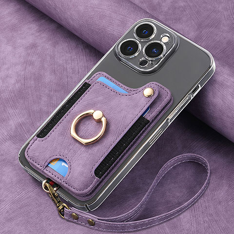 Silikon Hülle Handyhülle Gummi Schutzhülle Flexible Leder Tasche SD5 für Apple iPhone 14 Pro Violett