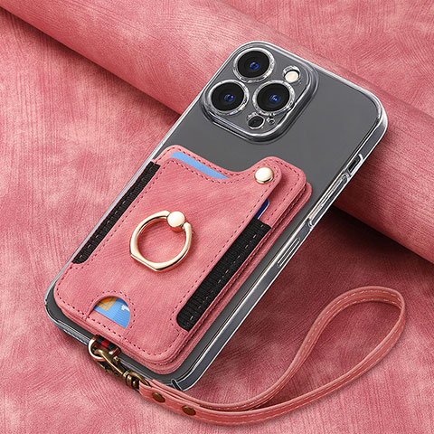 Silikon Hülle Handyhülle Gummi Schutzhülle Flexible Leder Tasche SD5 für Apple iPhone 15 Pro Rosa