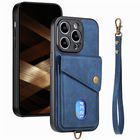 Silikon Hülle Handyhülle Gummi Schutzhülle Flexible Leder Tasche SD5 für Apple iPhone 16 Pro Blau