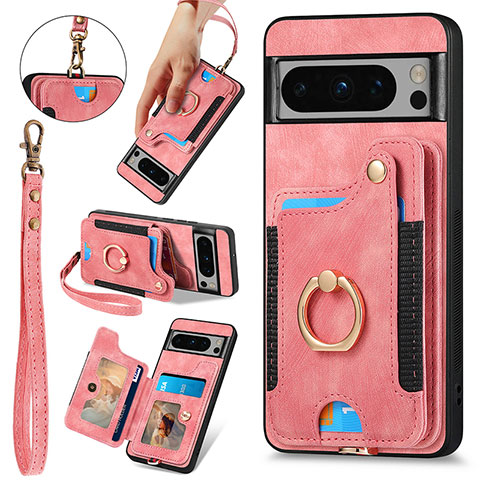 Silikon Hülle Handyhülle Gummi Schutzhülle Flexible Leder Tasche SD5 für Google Pixel 8 Pro 5G Rosa