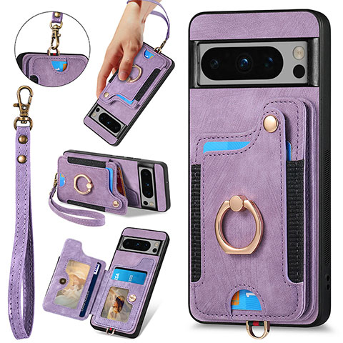 Silikon Hülle Handyhülle Gummi Schutzhülle Flexible Leder Tasche SD5 für Google Pixel 8 Pro 5G Violett