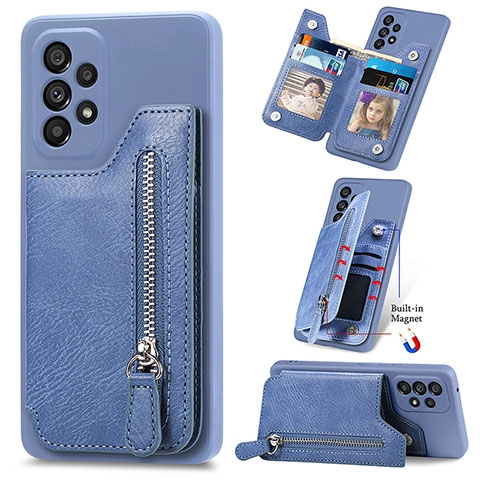 Silikon Hülle Handyhülle Gummi Schutzhülle Flexible Leder Tasche SD5 für Samsung Galaxy A23 5G Blau