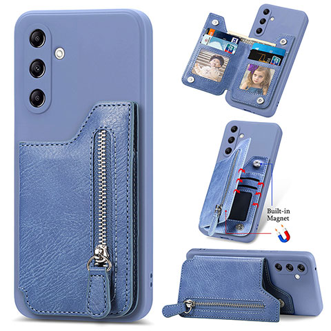 Silikon Hülle Handyhülle Gummi Schutzhülle Flexible Leder Tasche SD5 für Samsung Galaxy A34 5G Blau