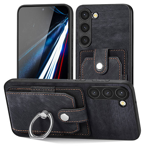 Silikon Hülle Handyhülle Gummi Schutzhülle Flexible Leder Tasche SD5 für Samsung Galaxy S22 Plus 5G Schwarz