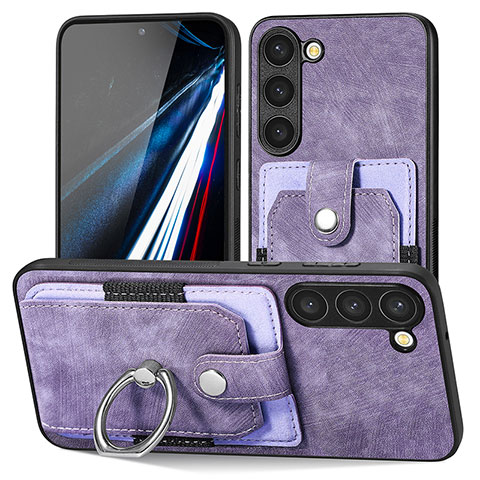 Silikon Hülle Handyhülle Gummi Schutzhülle Flexible Leder Tasche SD5 für Samsung Galaxy S23 5G Helles Lila