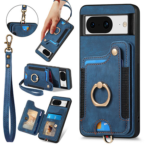 Silikon Hülle Handyhülle Gummi Schutzhülle Flexible Leder Tasche SD7 für Google Pixel 8 5G Blau