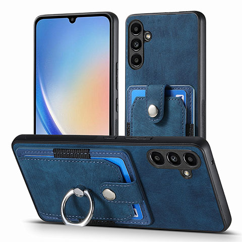 Silikon Hülle Handyhülle Gummi Schutzhülle Flexible Leder Tasche SD7 für Samsung Galaxy A34 5G Blau