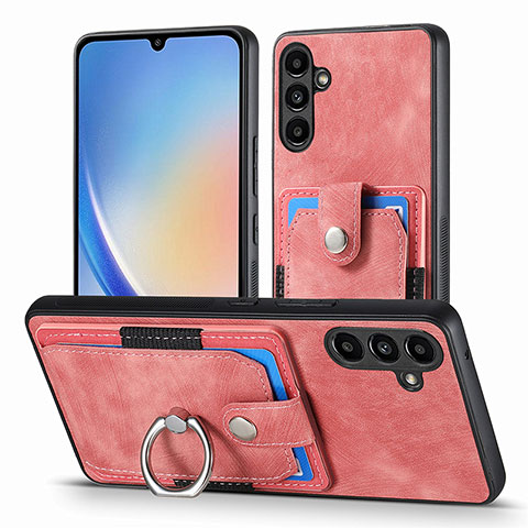 Silikon Hülle Handyhülle Gummi Schutzhülle Flexible Leder Tasche SD7 für Samsung Galaxy A34 5G Rosa