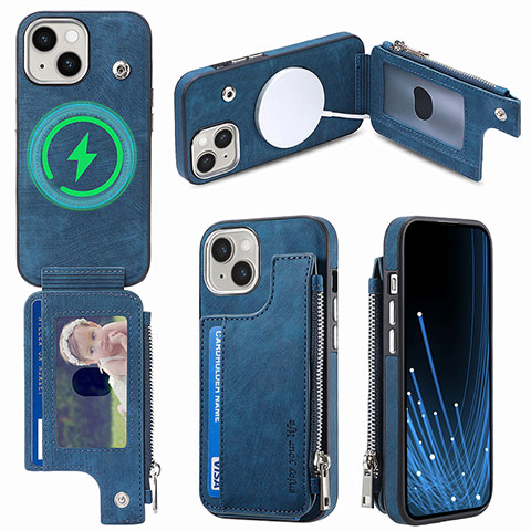 Silikon Hülle Handyhülle Gummi Schutzhülle Flexible Leder Tasche SD8 für Apple iPhone 14 Blau