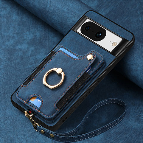 Silikon Hülle Handyhülle Gummi Schutzhülle Flexible Leder Tasche SD8 für Google Pixel 8 5G Blau