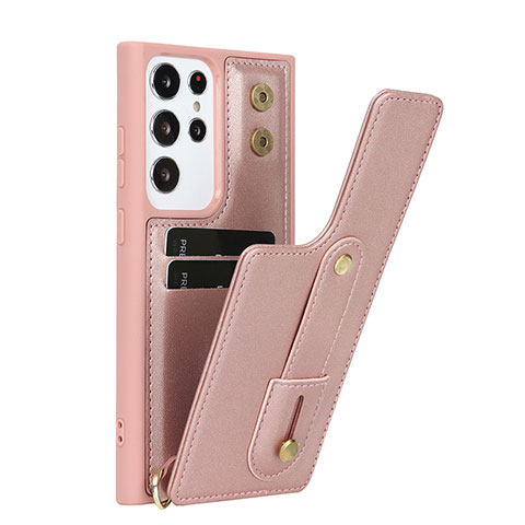 Silikon Hülle Handyhülle Gummi Schutzhülle Flexible Leder Tasche SY1 für Samsung Galaxy S23 Ultra 5G Rosegold