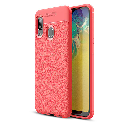 Silikon Hülle Handyhülle Gummi Schutzhülle Flexible Leder Tasche WL1 für Samsung Galaxy A20e Rot