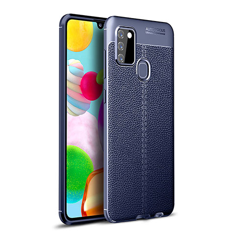 Silikon Hülle Handyhülle Gummi Schutzhülle Flexible Leder Tasche WL1 für Samsung Galaxy A21s Blau