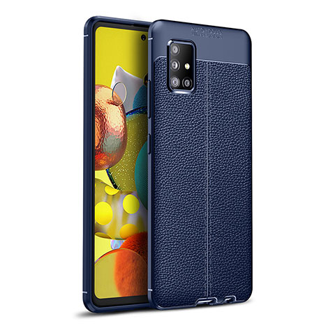 Silikon Hülle Handyhülle Gummi Schutzhülle Flexible Leder Tasche WL1 für Samsung Galaxy A51 4G Blau