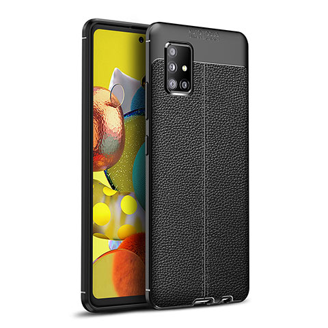 Silikon Hülle Handyhülle Gummi Schutzhülle Flexible Leder Tasche WL1 für Samsung Galaxy A51 4G Schwarz