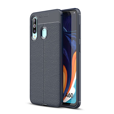 Silikon Hülle Handyhülle Gummi Schutzhülle Flexible Leder Tasche WL1 für Samsung Galaxy A60 Blau