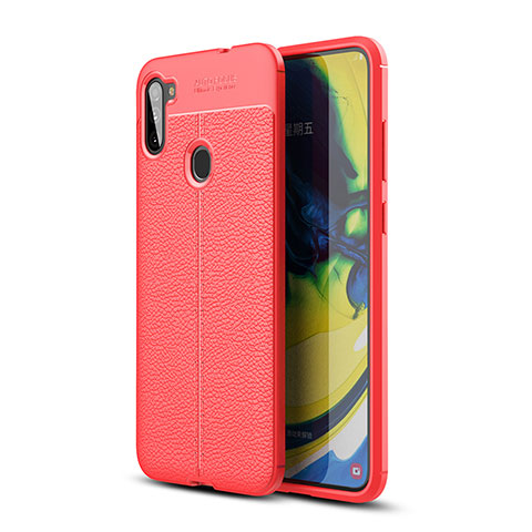 Silikon Hülle Handyhülle Gummi Schutzhülle Flexible Leder Tasche WL1 für Samsung Galaxy M11 Rot