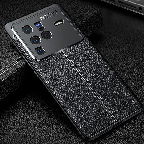 Silikon Hülle Handyhülle Gummi Schutzhülle Flexible Leder Tasche WL1 für Vivo X80 Pro 5G Schwarz