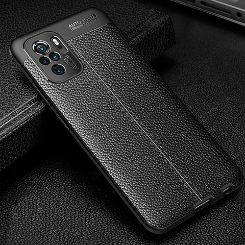 Silikon Hülle Handyhülle Gummi Schutzhülle Flexible Leder Tasche WL1 für Xiaomi Redmi Note 10 4G Schwarz