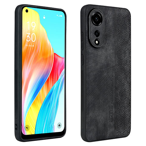 Silikon Hülle Handyhülle Gummi Schutzhülle Flexible Leder Tasche YZ1 für Oppo A78 4G Schwarz